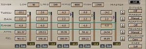 LinMB multiband compressor adjusting range