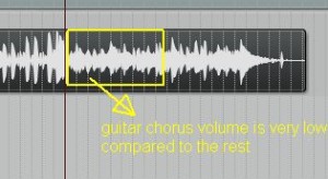 Guitar volume very low in chorus