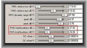 RMS level audio stat