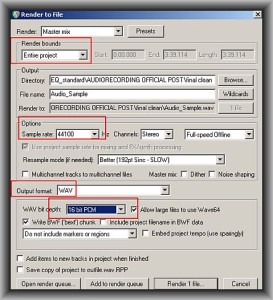 Rendering settings