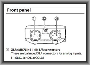 Tascam outputs